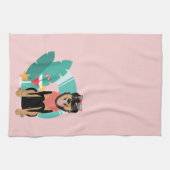 Niedlicher Sommerhund mit Sonnenbrille Geschirrtuch (Horizontal)