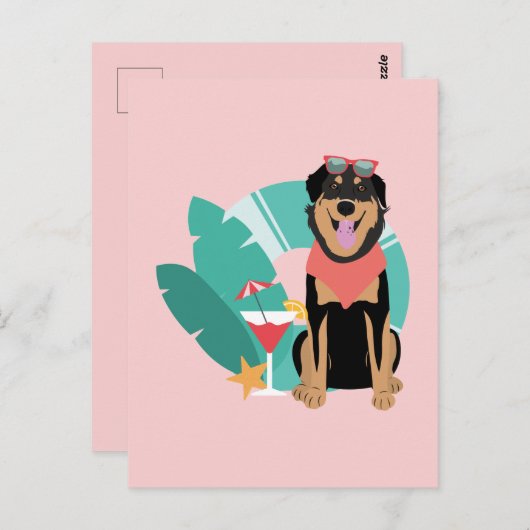 Niedlicher Sommerhund mit Sonnenbrille Postkarte (Vorne/Hinten)