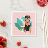 Niedlicher Sommerhund mit Sonnenbrille Serviette (Beispiel)