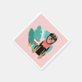 Niedlicher Sommerhund mit Sonnenbrille Serviette (Ecke)