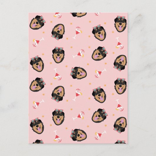 Niedlicher Sommerhund mit Sonnenbrillenmuster Postkarte (Vorderseite)