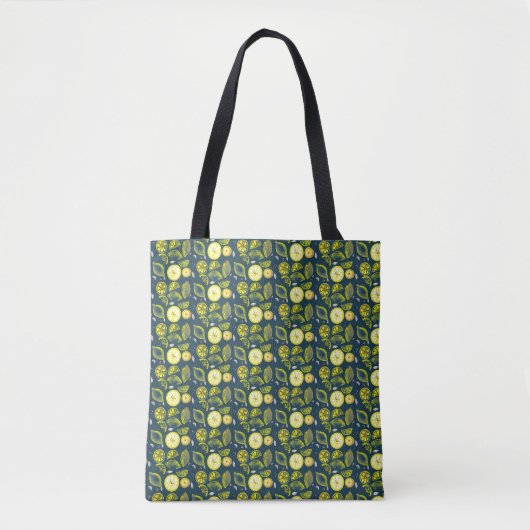 Niedlicher Sommerlemon Citrus Doodle Yellow Blue Tasche (Vorderseite)