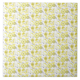 Niedlicher Sommerlemon Citrus Doodle Yellow Fliese