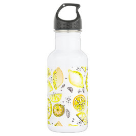 Niedlicher Sommerlemon Citrus Doodle Yellow Groß Edelstahlflasche