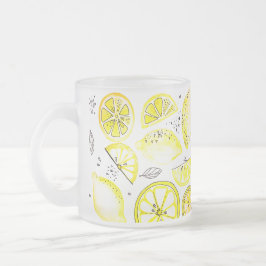 Niedlicher Sommerlemon Citrus Doodle Yellow Groß Mattglastasse
