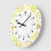 Niedlicher Sommerlemon Citrus Doodle Yellow Große Wanduhr (Winkel)