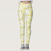 Niedlicher Sommerlemon Citrus Doodle Yellow Leggings (Vorderseite)