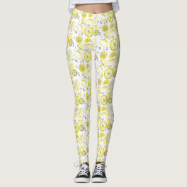 Niedlicher Sommerlemon Citrus Doodle Yellow Leggings