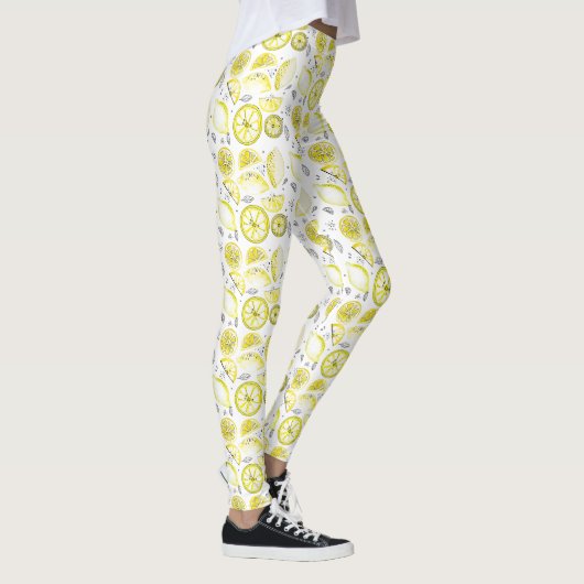 Niedlicher Sommerlemon Citrus Doodle Yellow Leggings (Rechts)