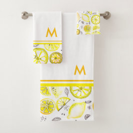 Niedlicher Sommerlemon Zitrus Doodle Gelb Groß Badhandtuch Set