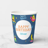 Niedlicher Sommerpool Fruchtcharakter Geburtstagsp Pappbecher (Vorderseite)