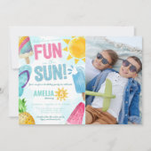 Niedlicher Sommerspass im Sun Birthday Pool Party Einladung (Vorderseite)