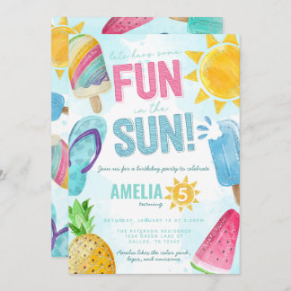 Niedlicher Sommerspass im Sun Pool Party Geburtsta Einladung