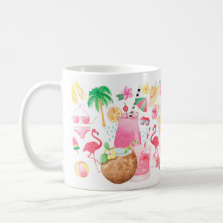 Niedlicher Sommerspass Wasserfarben - Symbole Kaffeetasse