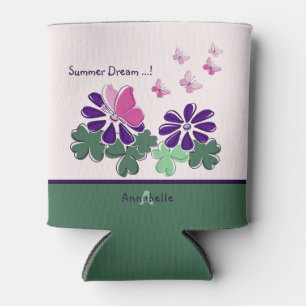 Niedlicher Sommertraum! Pink Butterfly Lila Blume Dosenkühler