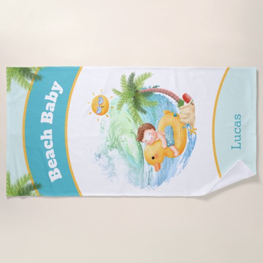 Niedlicher Sommerurlaub Name Beach Boy Strandtuch (Vorderseite)