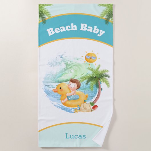 Niedlicher Sommerurlaub Name Beach Boy Strandtuch (Vorderseite)