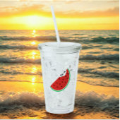 Niedlicher Sommerwassermelonenname Schwarzer Text Acryltrinkbecher