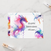 Niedlicher Sonderdrache Geburtstag Karte (Vorderseite/Rückseite Beispiel)