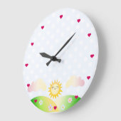Niedlicher Sonne kawaii Cartoon Große Wanduhr (Winkel)