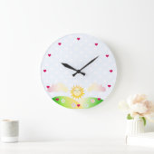 Niedlicher Sonne kawaii Cartoon Große Wanduhr (Zuhause)
