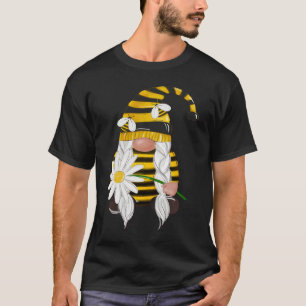 Niedlicher Sonnenblumen-Gartenzwerg mit Bienen und T-Shirt
