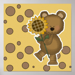 Niedlicher Sonnenblumenbär Poster