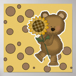Niedlicher Sonnenblumenbär Poster