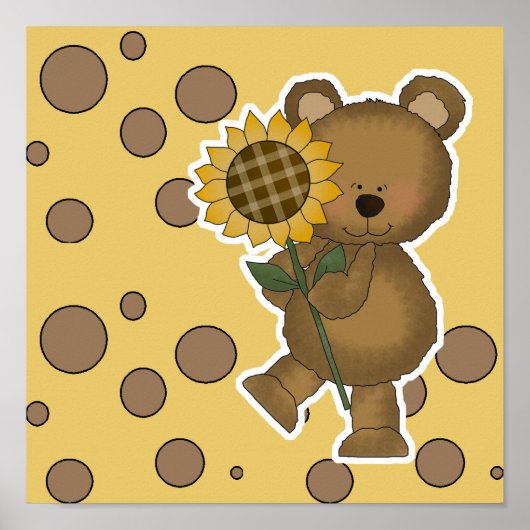 Niedlicher Sonnenblumenbär Poster (Vorne)