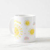 Niedlicher Sonnenschein, Regenbogen und Herz Kaffeetasse (Vorderseite Links)
