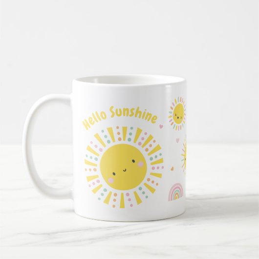 Niedlicher Sonnenschein, Regenbogen und Herz Kaffeetasse (Links)