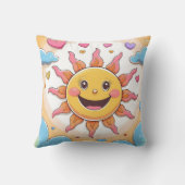 Niedlicher Sonnenschein und Regenbogen Kindermuste Kissen (Rückseite)