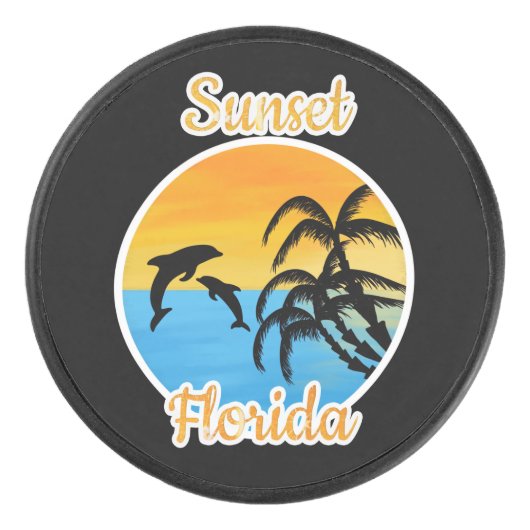Niedlicher Sonnenuntergang in Florida Eishockey Puck (Vorderseite)