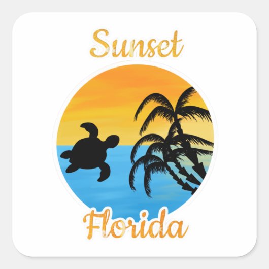 Niedlicher Sonnenuntergang in Florida Quadratischer Aufkleber (Vorderseite)
