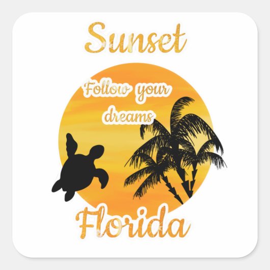 Niedlicher Sonnenuntergang in Florida Quadratischer Aufkleber (Vorderseite)