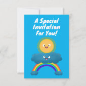 Niedlicher Sonnenwolke-Cartoon Einladung (Rückseite)