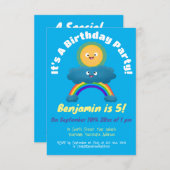 Niedlicher Sonnenwolke-Cartoon Einladung (Vorne/Hinten)