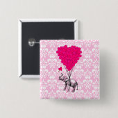 Niedlicher, sonniger Elefant und rosa Damast Button (Vorne & Hinten)