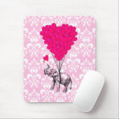 Niedlicher, sonniger Elefant und rosa Damast Mousepad (Mit Mouse)