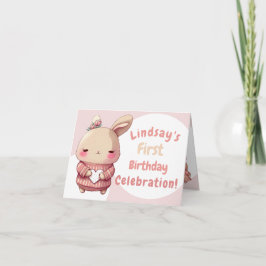 Niedlicher sonniger Pink Bunny Birthday Einladung