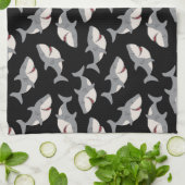 Niedlicher, sonniger Schwarzer Weißer Hai Geschirrtuch (Gefaltet)