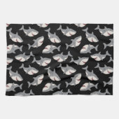 Niedlicher, sonniger Schwarzer Weißer Hai Geschirrtuch (Horizontal)
