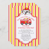 Niedlicher Sound Die Alarm-Truck-Baby-Dusche lädt Einladung (Vorne/Hinten)