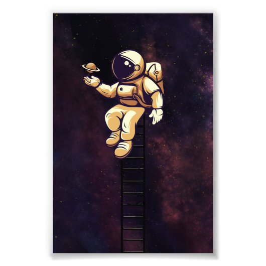 Niedlicher Spaceman Astronaut Kunstgalaxie Weltrau Fotodruck (Vorne)