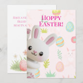 Niedlicher spähender Hase Frohe Ostern Feiertagskarte (Vorne/Hinten)