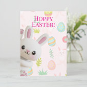 Niedlicher spähender Hase Frohe Ostern Feiertagskarte (Stehend Vorderseite)