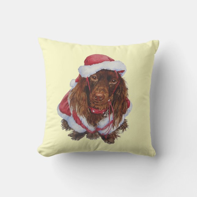 Niedlicher Spaniel-Hund zu Weihnachten Kissen (Vorderseite)