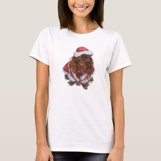Niedlicher Spaniel im Santa-Outfit für Weihnachten T-Shirt (Vorderseite)