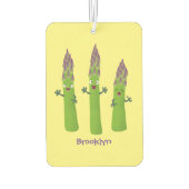 Niedlicher Spargel mit Gemüsetrio-Cartoon Autolufterfrischer (Rückseite)