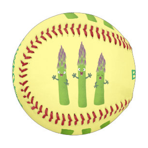 Niedlicher Spargel mit Gemüsetrio-Cartoon Baseball
